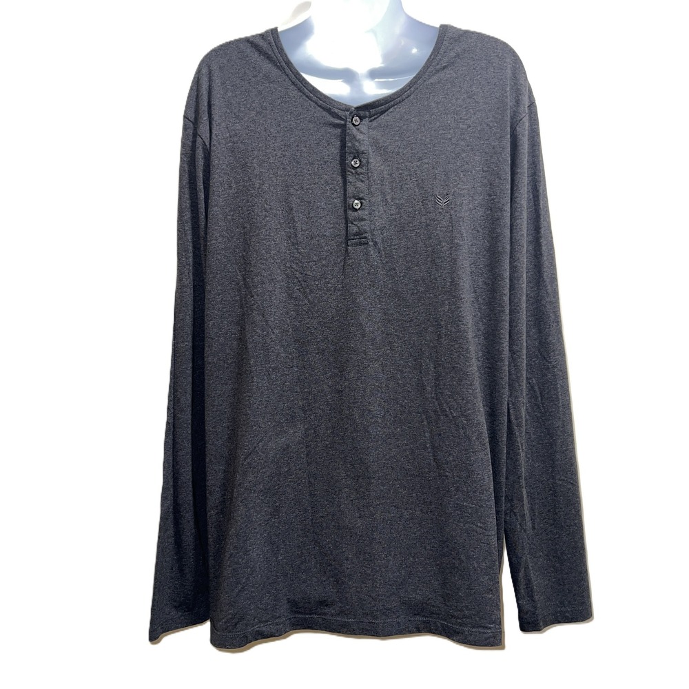 Smart Casual Athleisure Buttercloth Icy Cotton Henley Dark Gray Men's Large